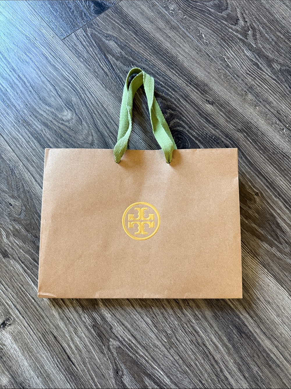 Tory Burch Kraft Tote Bag with Olive Ribbon Handles